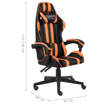 vidaXL Καρέκλα Racing Μαύρο / Πορτοκαλί από Συνθετικό Δέρμα 35x41cm 1 τεμ.