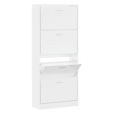 vidaXL Παπουτσοθήκη Γυαλιστερό Λευκό 63x24x147cm Επεξεργασμένο Ξύλο