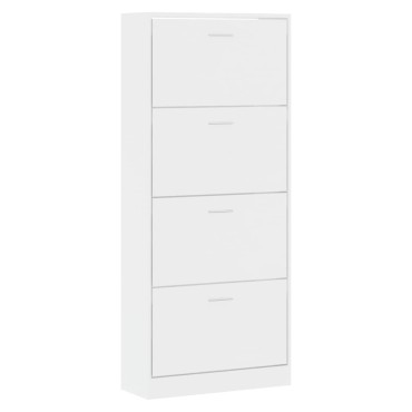 vidaXL Παπουτσοθήκη Γυαλιστερό Λευκό 63x24x147cm Επεξεργασμένο Ξύλο