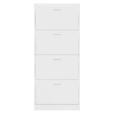 vidaXL Παπουτσοθήκη Γυαλιστερό Λευκό 63x24x147cm Επεξεργασμένο Ξύλο