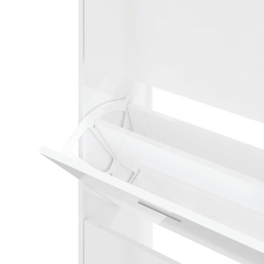 vidaXL Παπουτσοθήκη Γυαλιστερό Λευκό 63x24x147cm Επεξεργασμένο Ξύλο