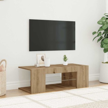 vidaXL Έπιπλο Τηλεόρασης με LED Αρτισιανή Δρυς 90x39x30cm Επεξ.Ξύλο