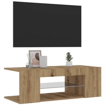 vidaXL Έπιπλο Τηλεόρασης με LED Αρτισιανή Δρυς 90x39x30cm Επεξ.Ξύλο