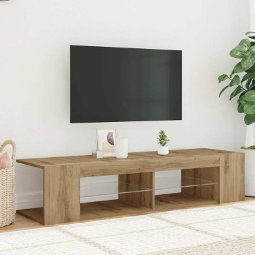 vidaXL Έπιπλο Τηλεόρασης με LED Αρτισιανή Δρυς 135x39x30cm Επεξ.Ξύλο