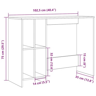 vidaXL Γραφείο Αρτισιανή Δρυς 102,5x35x75cm από Επεξεργασμένο Ξύλο 1 τεμ.