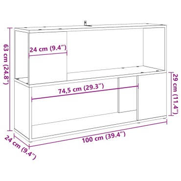vidaXL Βιβλιοθήκη Αρτισιανή Δρυς 100x24x63cm Επεξεργ. Ξύλο 1 τεμ.