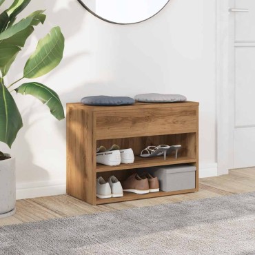vidaXL Πάγκος Παπουτσιών τεχνίτης Δρυς 60x30x45cm Επεξεργασμένο Ξύλο