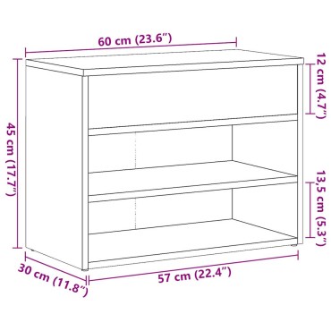 vidaXL Πάγκος Παπουτσιών τεχνίτης Δρυς 60x30x45cm Επεξεργασμένο Ξύλο