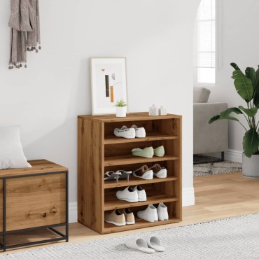 vidaXL Παπουτσοθήκη Αρτισιανή Δρυς 60x35x70cm Επεξεργασμένο Ξύλο