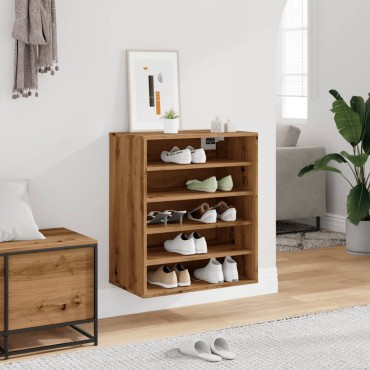 vidaXL Παπουτσοθήκη Αρτισιανή Δρυς 60x35x70cm Επεξεργασμένο Ξύλο