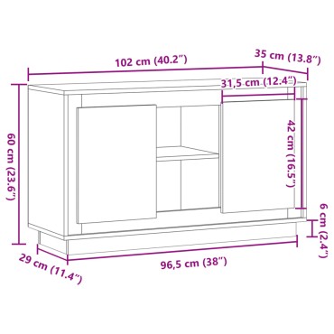 vidaXL Μπουφές Αρτισιανή Δρυς 102x35x60cm από Επεξεργασμένο Ξύλο 1 τεμ.