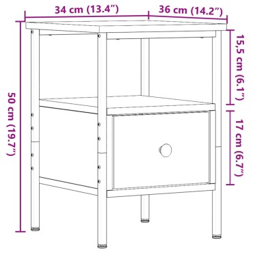 vidaXL Κομοδίνα 2 τεμ. Όψη Παλαιού Ξύλου 34x36x50cm από Επεξ. Ξύλο