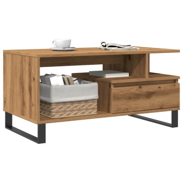 vidaXL Τραπεζάκι Σαλονιού τεχνίτης Δρυς 90x49x45cm Επεξεργασμ. Ξύλο 1 τεμ.