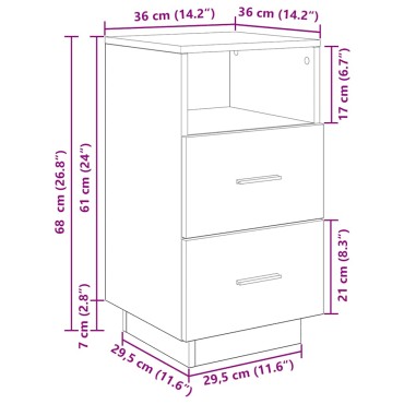 vidaXL Κομοδίνα 2 τεμ. με 2 συρτάρια Λευκό 36x36x68cm