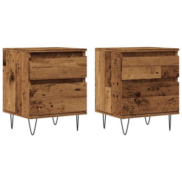 vidaXL Κομοδίνα 2 τεμ. Παλιό ξύλο 40x35x50cm Κατασκευασμένο ξύλο