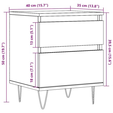 vidaXL Κομοδίνα 2 τεμ. Παλιό ξύλο 40x35x50cm Κατασκευασμένο ξύλο