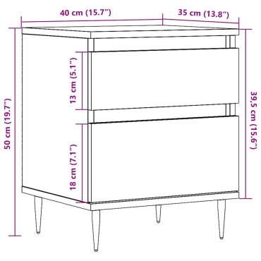 vidaXL Κομοδίνο τεχνίτης Δρυς 40x35x50cm από Επεξεργασμένο Ξύλο 1 τεμ.