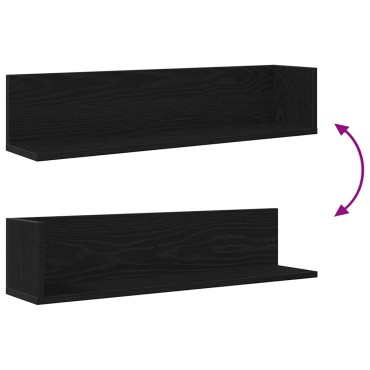 vidaXL Ραφιέρες Τοίχου 2 τεμ. Μαύρες 75x16,5x16,5cm από Μοριοσανίδα