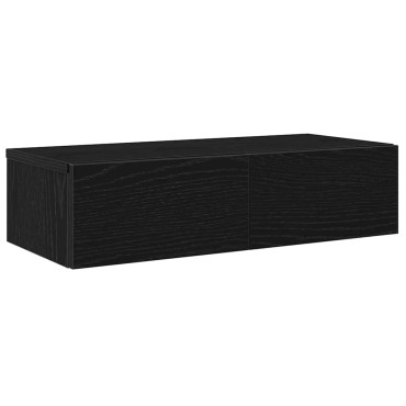 vidaXL Ράφι τοίχου με συρτάρια Μαύρο 60x26,5x15cm Ξύλινη κατασκευή 1 τεμ.