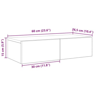 vidaXL Ράφι τοίχου με συρτάρια Μαύρο 60x26,5x15cm Ξύλινη κατασκευή 1 τεμ.