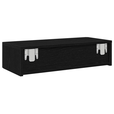vidaXL Ράφι τοίχου με συρτάρια Μαύρο 60x26,5x15cm Ξύλινη κατασκευή 1 τεμ.