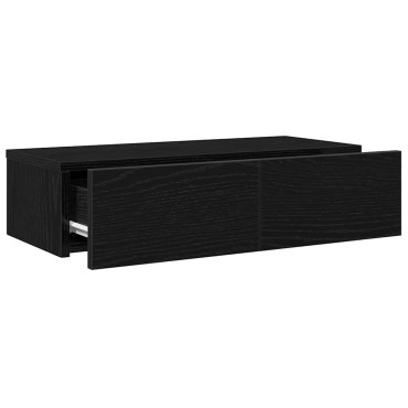 vidaXL Ράφι τοίχου με συρτάρια Μαύρο 60x26,5x15cm Ξύλινη κατασκευή 1 τεμ.