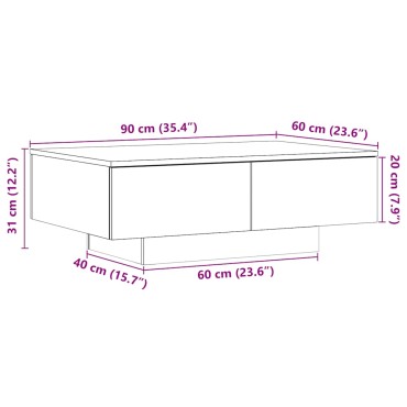 vidaXL Τραπεζάκι Σαλονιού Artisan Δρυς 90x60x31cm Επεξ. Ξύλο 1 τεμ.