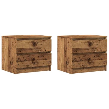 vidaXL Κομοδίνα 2 τεμ. Παλιό Ξύλο 50x40x43.5cm από Επεξεργασμένο Ξύλο