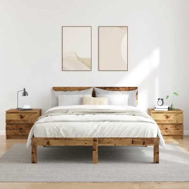 vidaXL Κομοδίνα 2 τεμ. Παλιό Ξύλο 50x40x43.5cm από Επεξεργασμένο Ξύλο