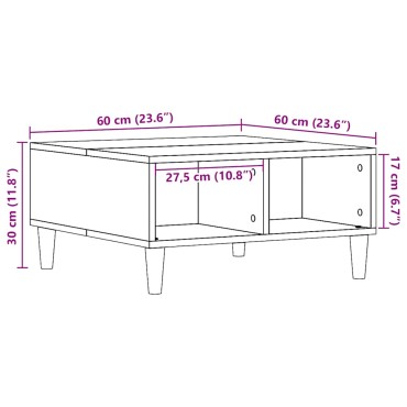 vidaXL Τραπεζάκι Σαλονιού Τεχνίτης Δρυς 60x60x30cm Επεξεργασμένο Ξύλο 1 τεμ.