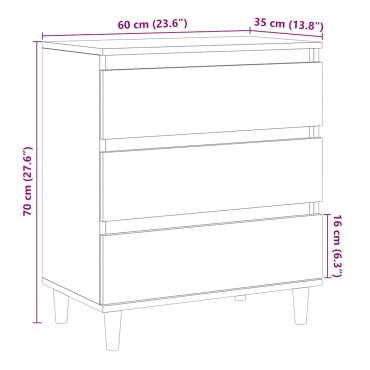vidaXL Μπουφές Τεχνίτης Δρυς 60x35x70cm από Επεξεργασμένο Ξύλο 1 τεμ.