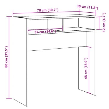 vidaXL Τραπέζι Κονσόλα Αρτισιανή Δρυς 78x30x80cm Επεξεργασμένο Ξύλο 1 τεμ.