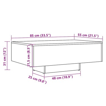 vidaXL Τραπεζάκι Σαλονιού Αρτισιανή Δρυς 85x55x31cm Επεξεργασμ. Ξύλο 1 τεμ.