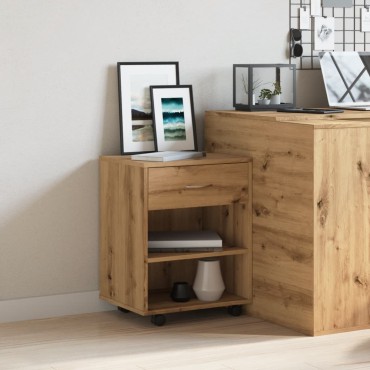 vidaXL Ντουλάπι Τροχήλατο Αρτισιανή Δρυς 46x36x59cm Επεξεργ. Ξύλο 1 τεμ.