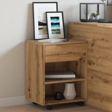 vidaXL Ντουλάπι Τροχήλατο Αρτισιανή Δρυς 46x36x59cm Επεξεργ. Ξύλο 1 τεμ.