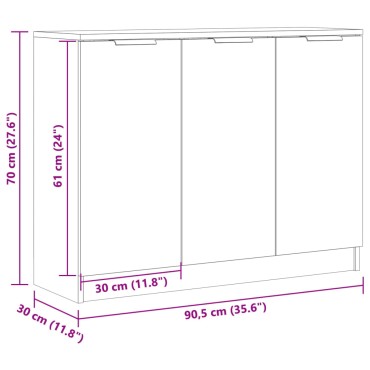 vidaXL Μπουφές Αρτισιανή Δρυς 90,5x30x70cm από Επεξεργασμένο Ξύλο 1 τεμ.