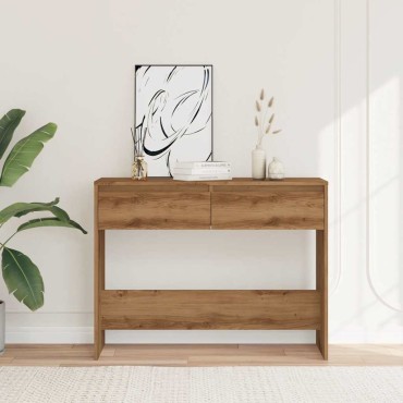 vidaXL Τραπέζι Κονσόλα Αρτισιανή Δρυς 100x35x76,5cm Επεξεργασμένο Ξύλο 1 τεμ.