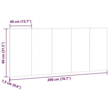vidaXL Κεφαλάρι Κρεβατιού Δρυς τεχνίτης 200x1,5x80 εκ 1 τεμ.