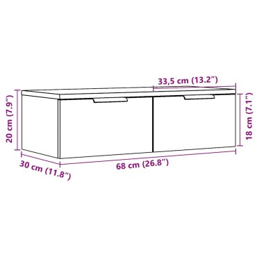 vidaXL Ντουλάπι Τοίχου Αρτισιανή Δρυς 68x30x20cm Επεξεργασμένο Ξύλο 1 τεμ.