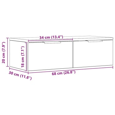 vidaXL Ντουλάπι Τοίχου Αρτισιανή Δρυς 68x30x20cm Επεξεργασμένο Ξύλο 1 τεμ.