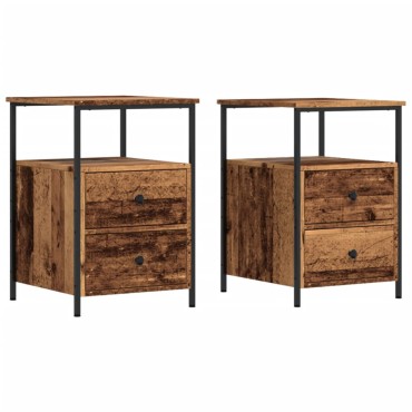 vidaXL Κομοδίνα 2 τεμ. Παλιό ξύλο 34x35,5x50cm Επεξεργασμένο Ξύλο