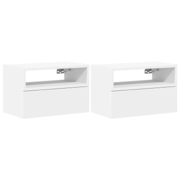 vidaXL Κομοδίνα Επιτοίχια 2 τεμ. Λευκά 45x26x28,5cm