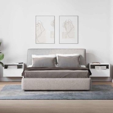 vidaXL Κομοδίνα Επιτοίχια 2 τεμ. Λευκά 45x26x28,5cm