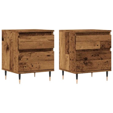 vidaXL Κομοδίνα 2 τεμ. Παλιό ξύλο 40x35x50cm Κατασκευασμένο ξύλο