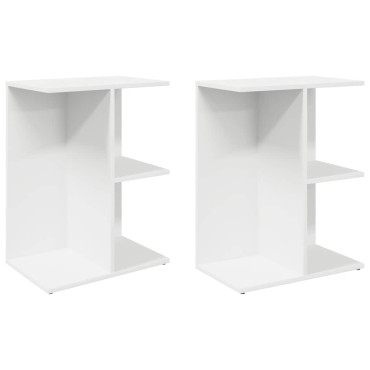 vidaXL Κομοδίνα 2 τεμ. Λευκά 46,5x29x61cm από Επεξεργασμένο Ξύλο
