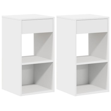 vidaXL Κομοδίνα με συρτάρι 2 τεμ. Λευκό 35x34x66,5cm