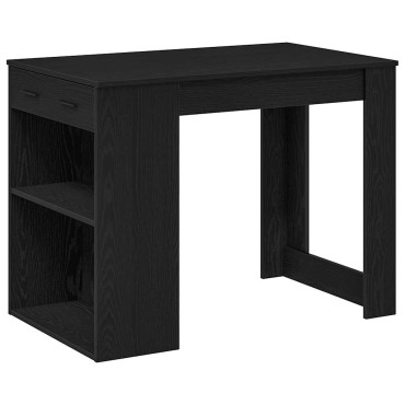 vidaXL Γραφείο με Συρτάρι και Ράφι Μαύρη Δρυ 102x62x77,5cm