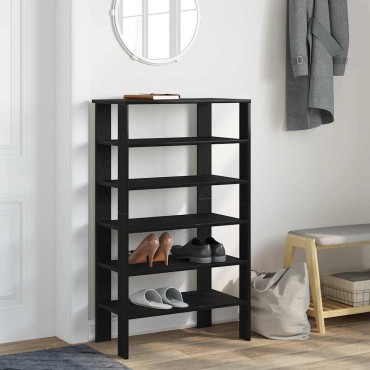 vidaXL Παπουτσοθήκη Μαύρη Δρυς 61x32x105cm από Επεξεργασμένο Ξύλο