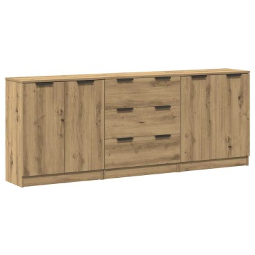 vidaXL Μπουφές 3 τεμ. Δρυς τεχνίτης 60x30x70cm Επεξεργασμένο ξύλο
