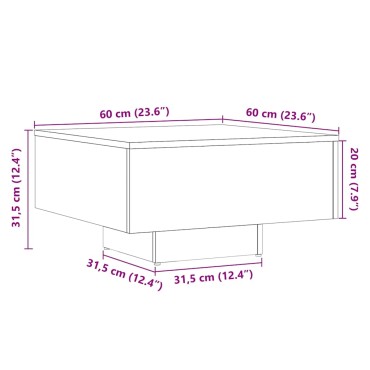vidaXL Τραπεζάκι Σαλονιού Αρτισιανή Δρυς 60x60x31,5cm Επεξεργασμ. Ξύλο 1 τεμ.